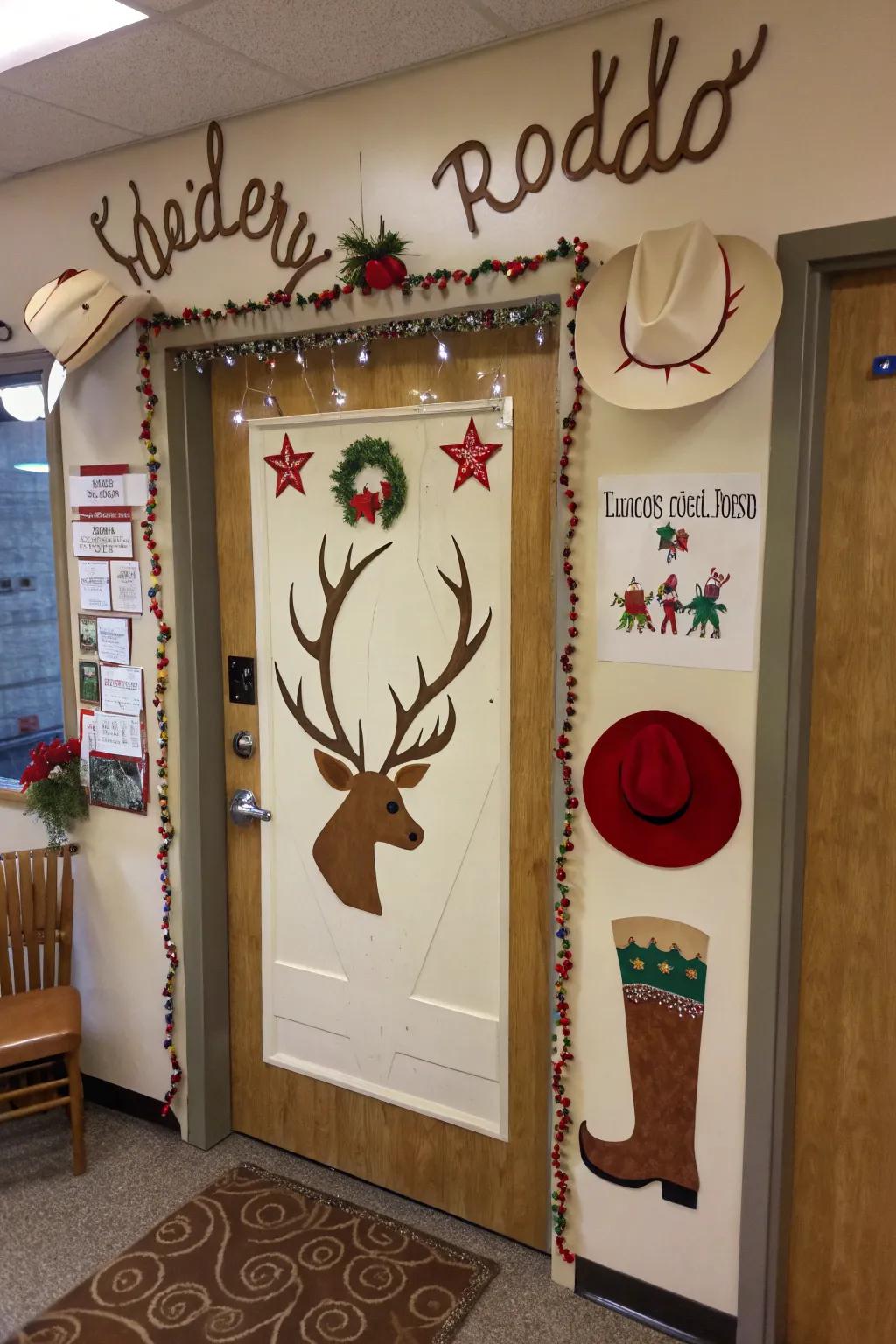 A reindeer roundup conveys a nuance of rustic amusement to your Christmas portal decor.