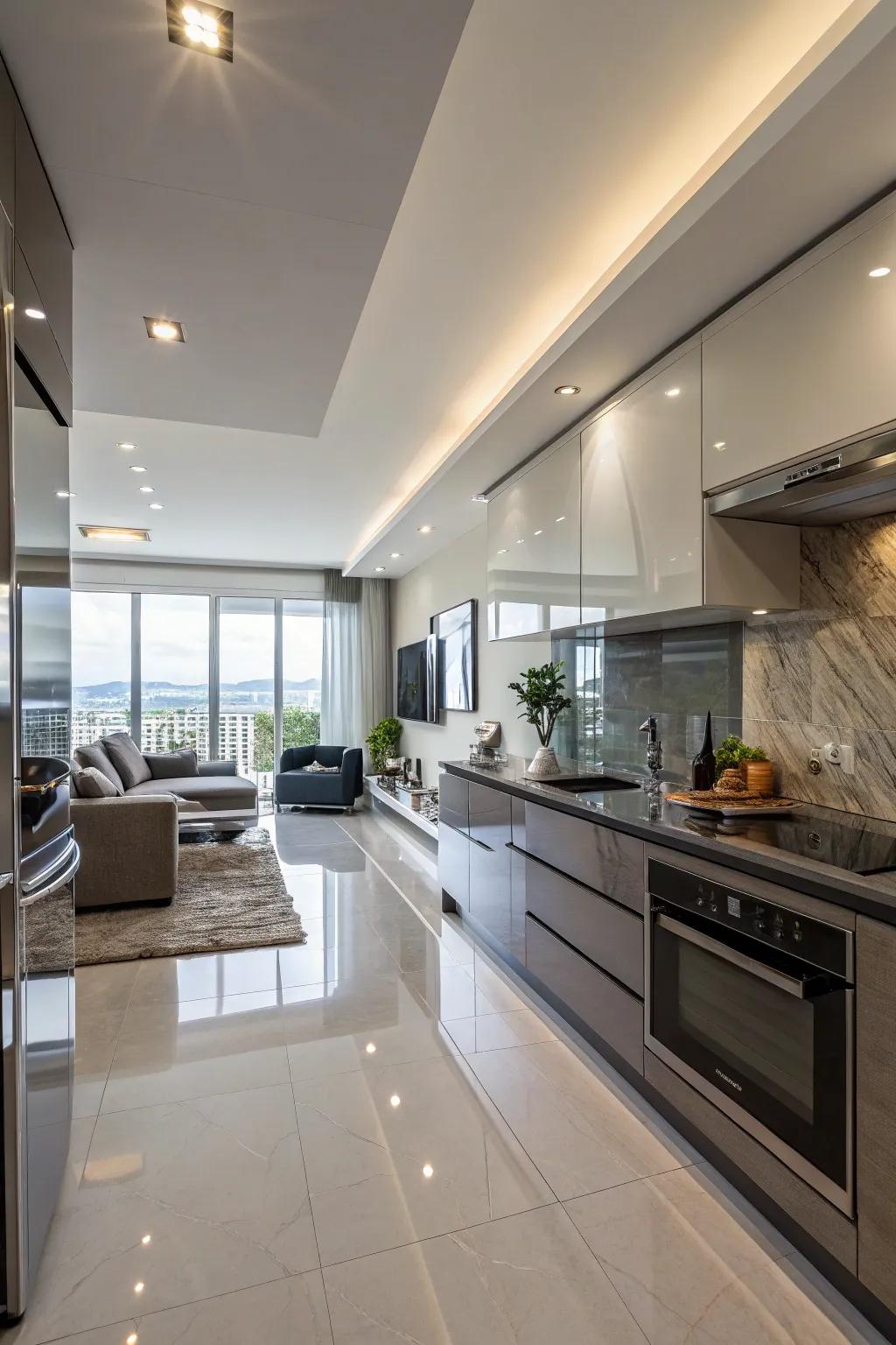 Polished surfaces enhance the brightness and elegance of spaces.