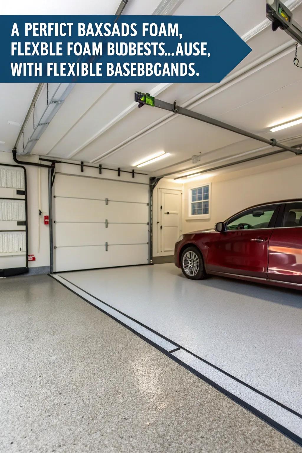 Flexible foam baseboards assure a seamless fit on uneven walls.