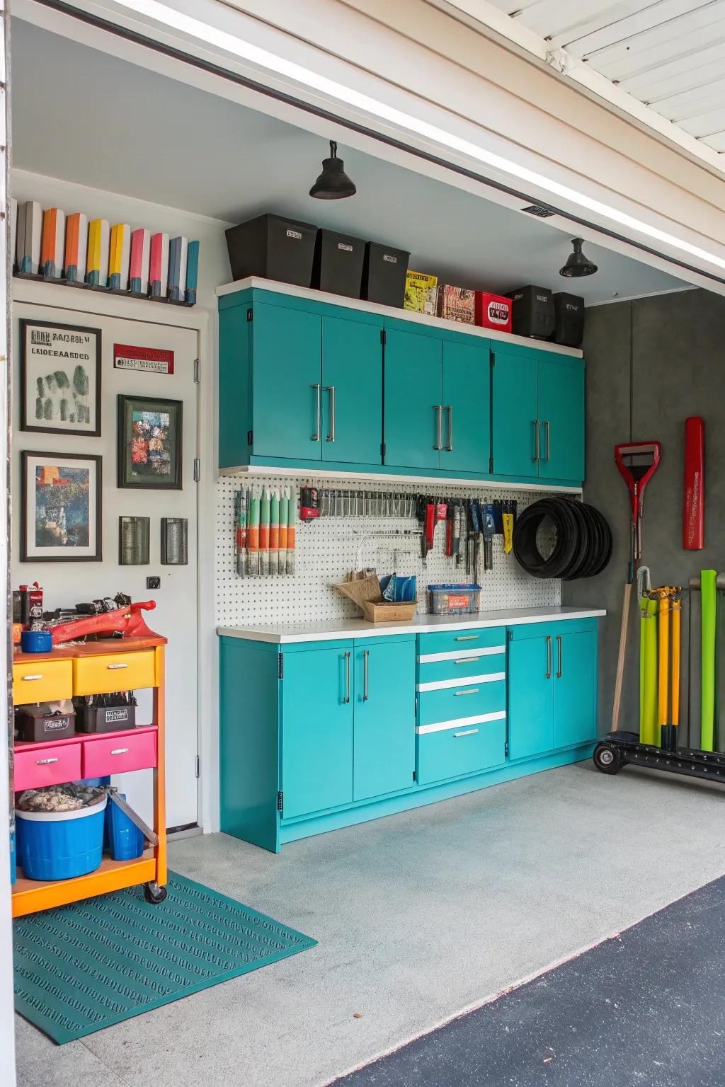 Aqua fixtures add a lively and inventive touch.