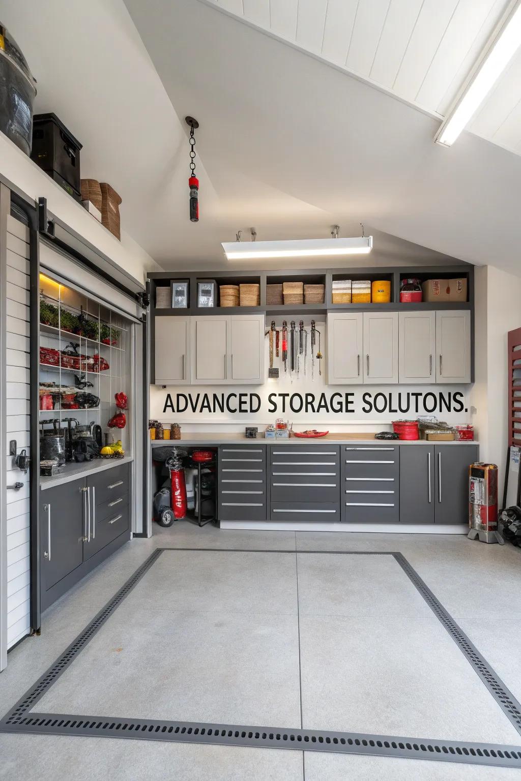 A garage transformed with smart organization solutions for maximum utility.