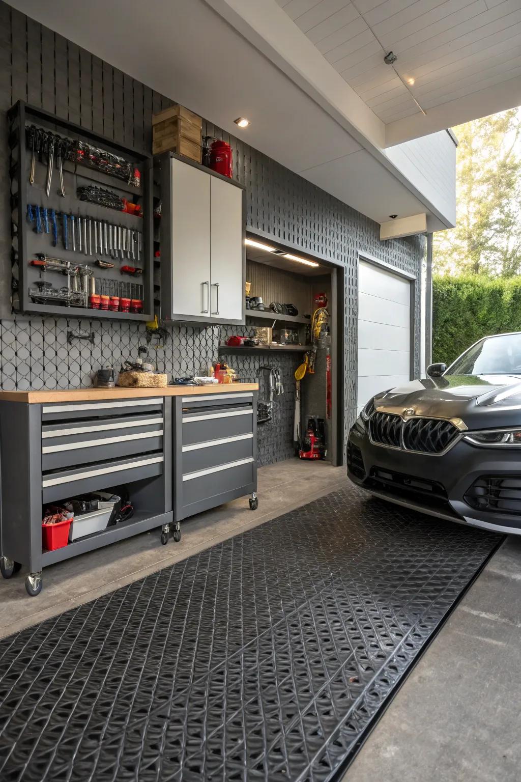 Textured coverings inject dimension and personality into your garage.