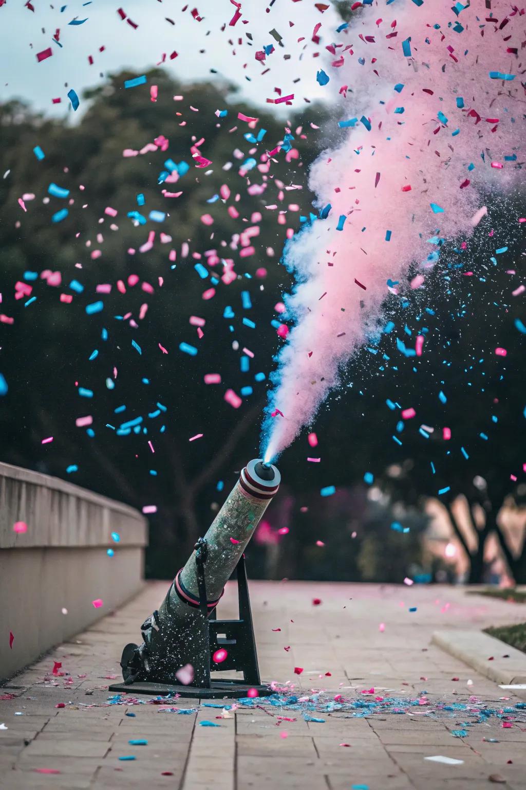 A confetti cannon crafts a moment of pure joy during the reveal.