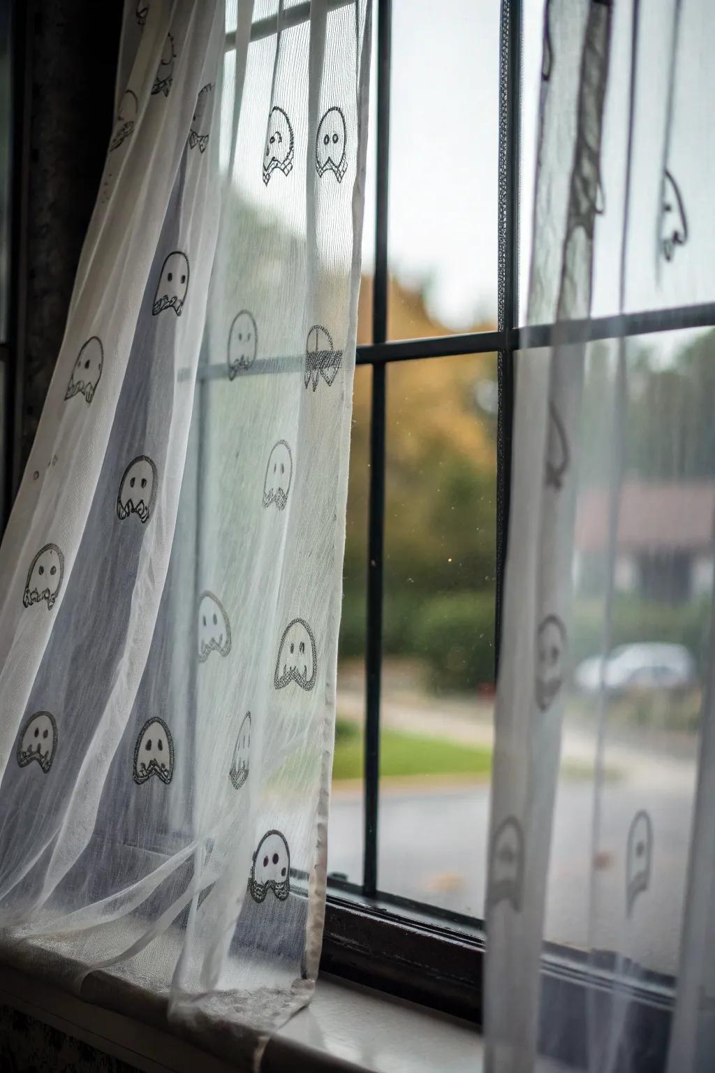 Specter window coverings create a chilling yet refined atmosphere.