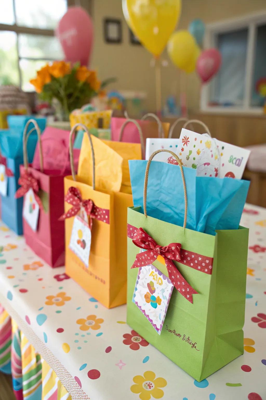 Petite favor bags offer a delightful method for presenting gift cards.