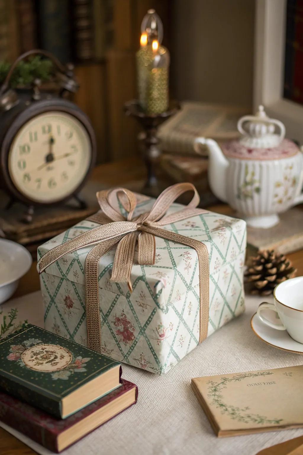 Gift with vintage ribbon revival