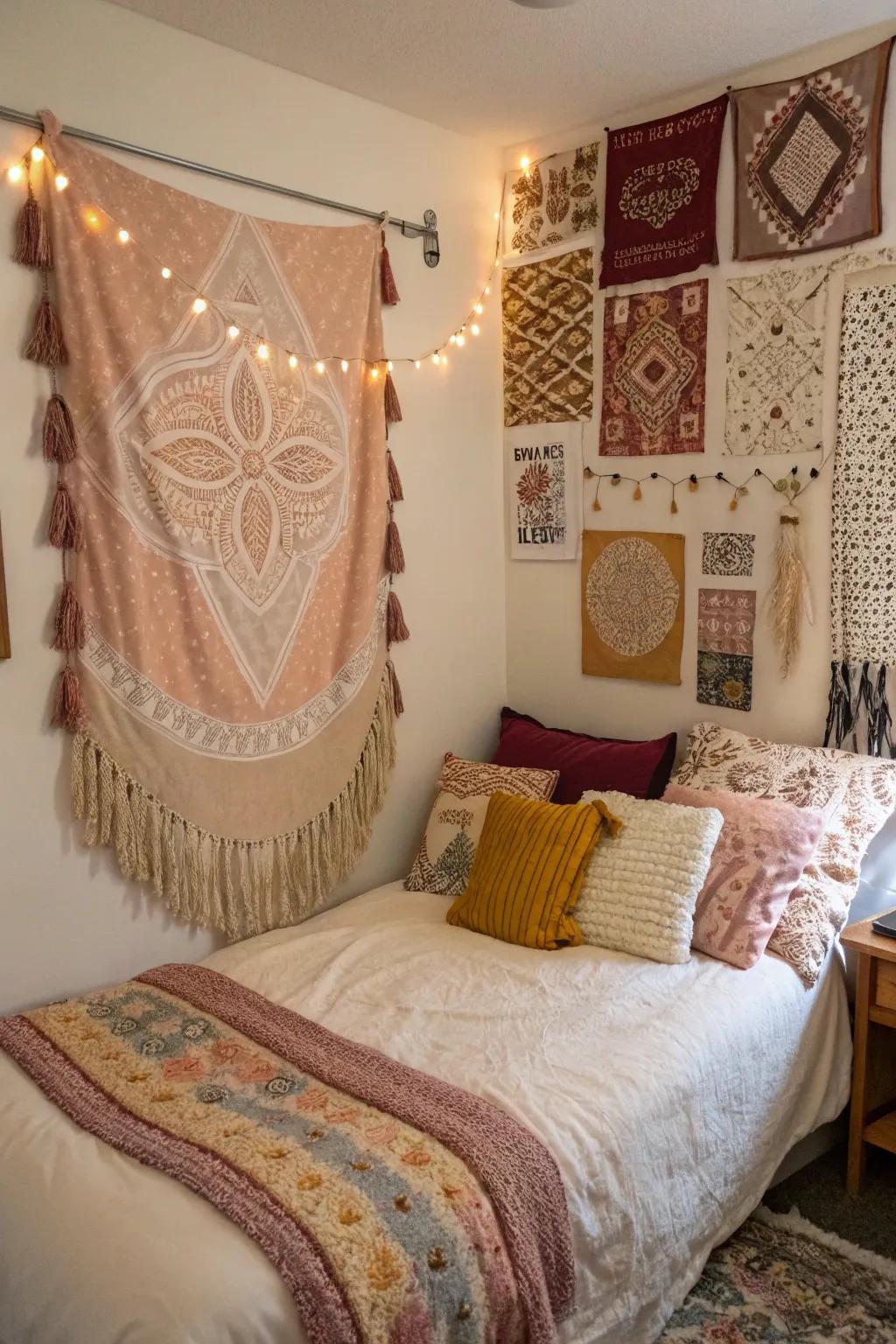 Layered textiles add warmth and texture to the room.