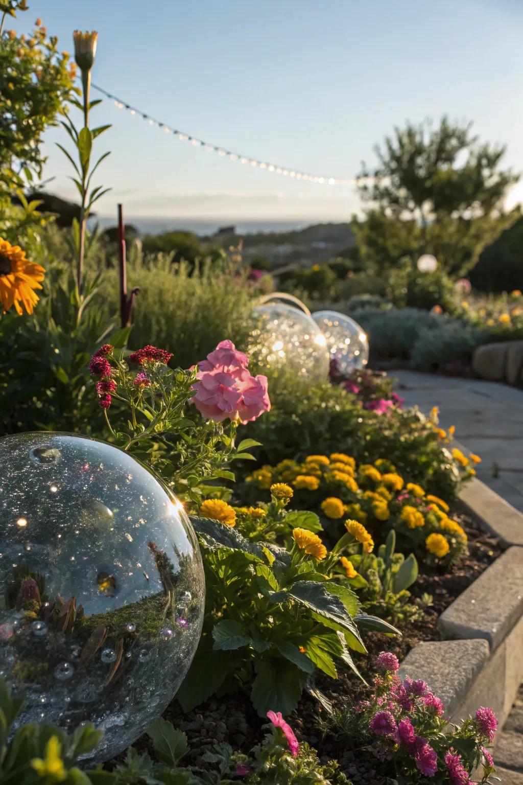 Add a sparkle to your garden with glass orbs.