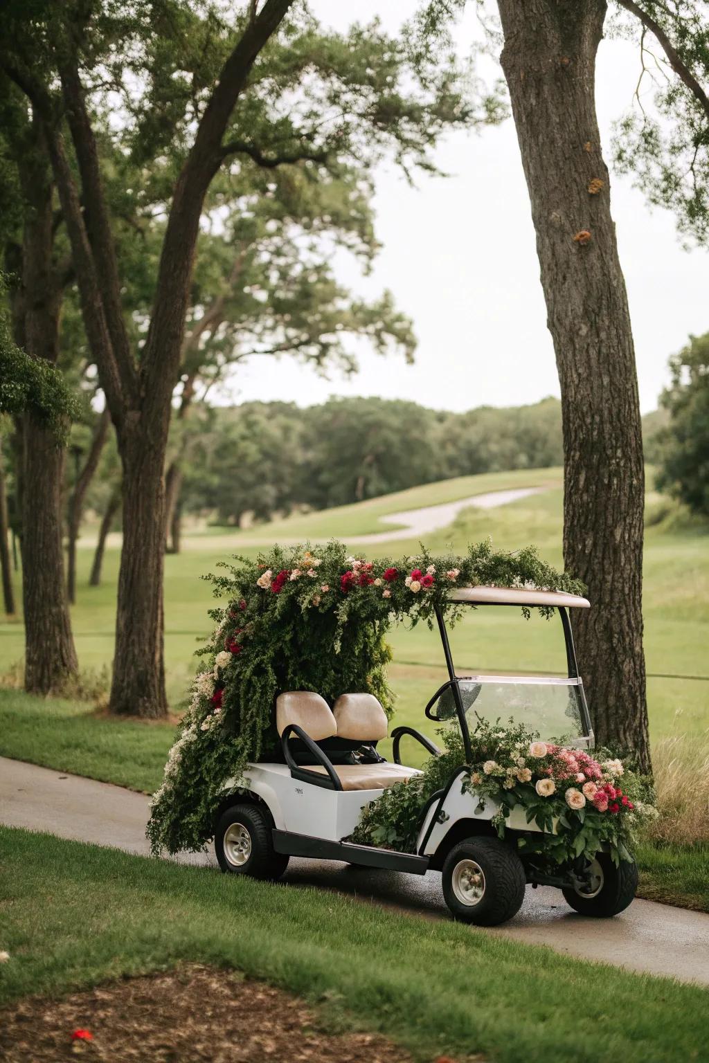 Commemorate nature through a vegetation-themed golf cart.