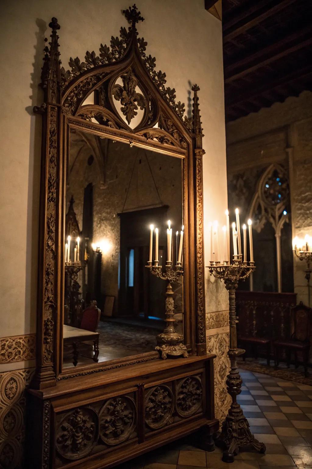 Elaborate reflecting glasses that elevate gothic elegance.
