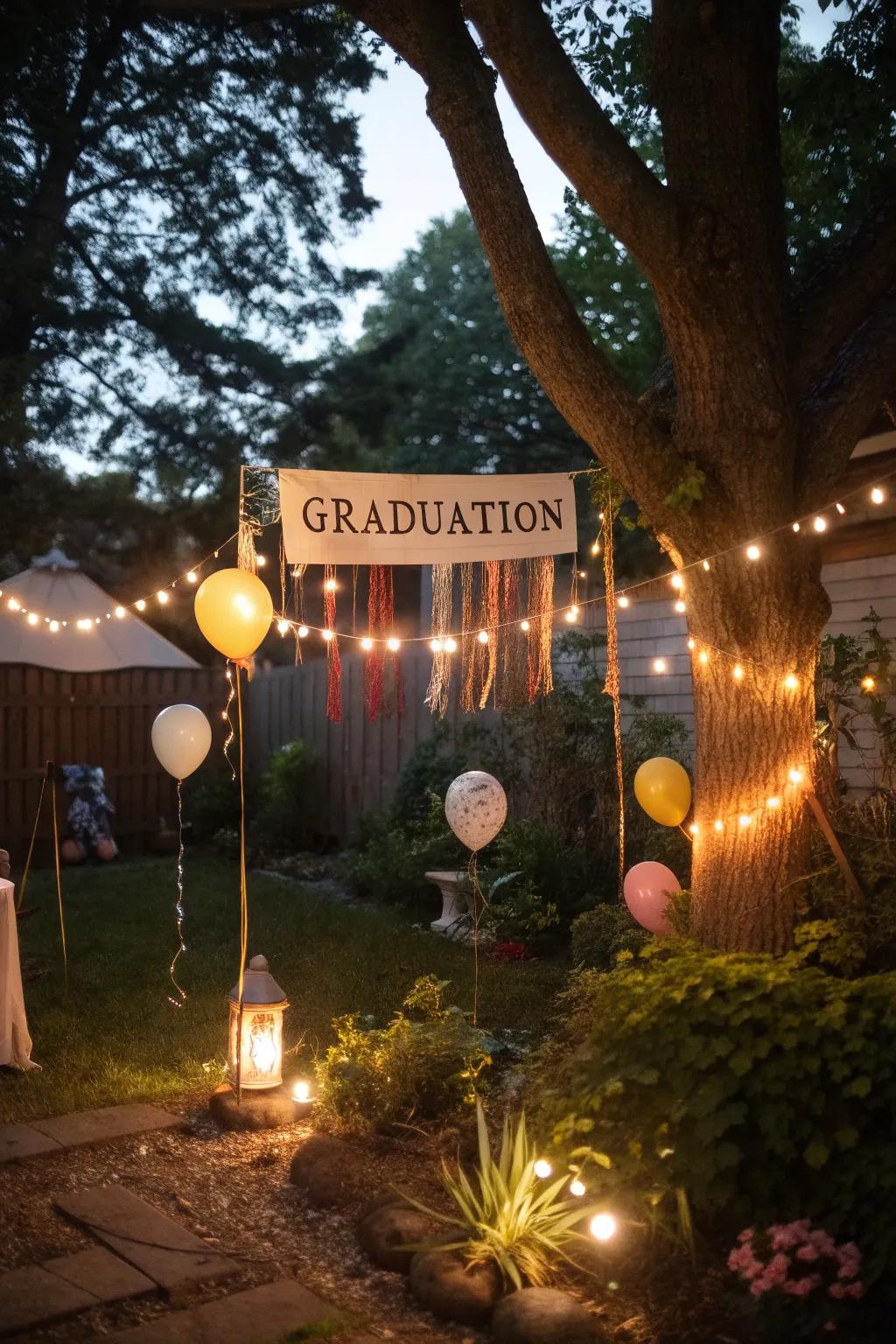 A glowing banner incorporating illumination installations for an enchanting atmosphere.