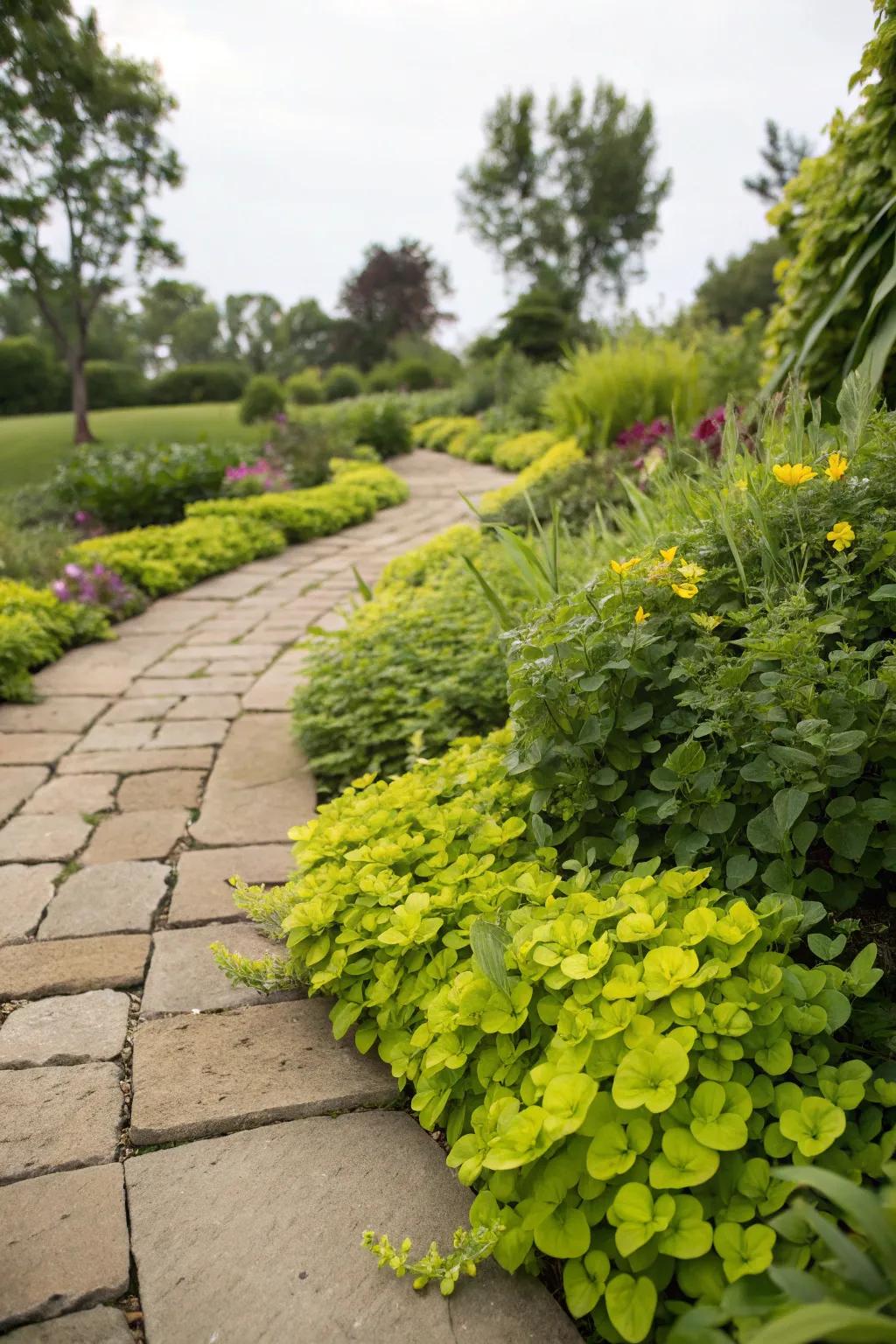 Walkways gain beauty and usefulness from perennials that can be stepped on.