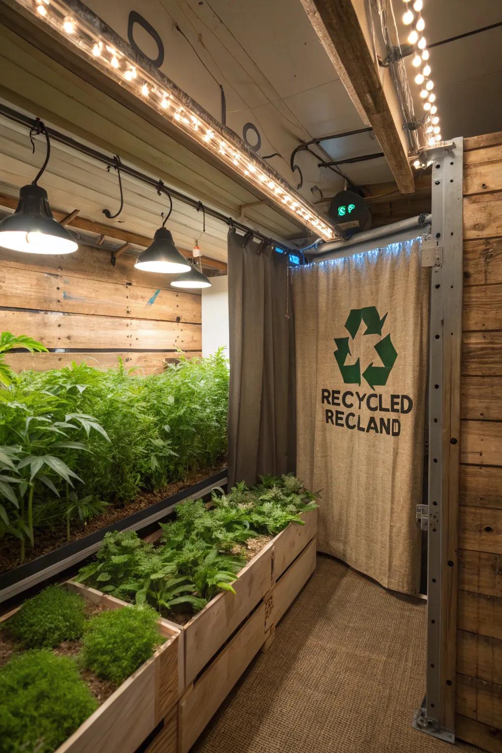Using old stuff makes a grow room that cares for the earth.