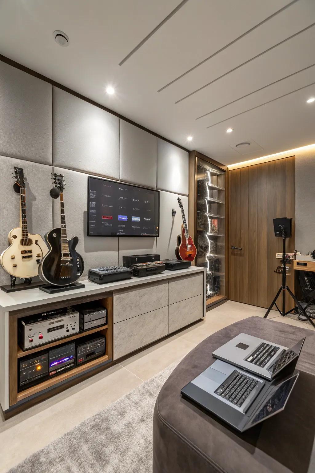 Smart technology enhancing the guitar room experience.