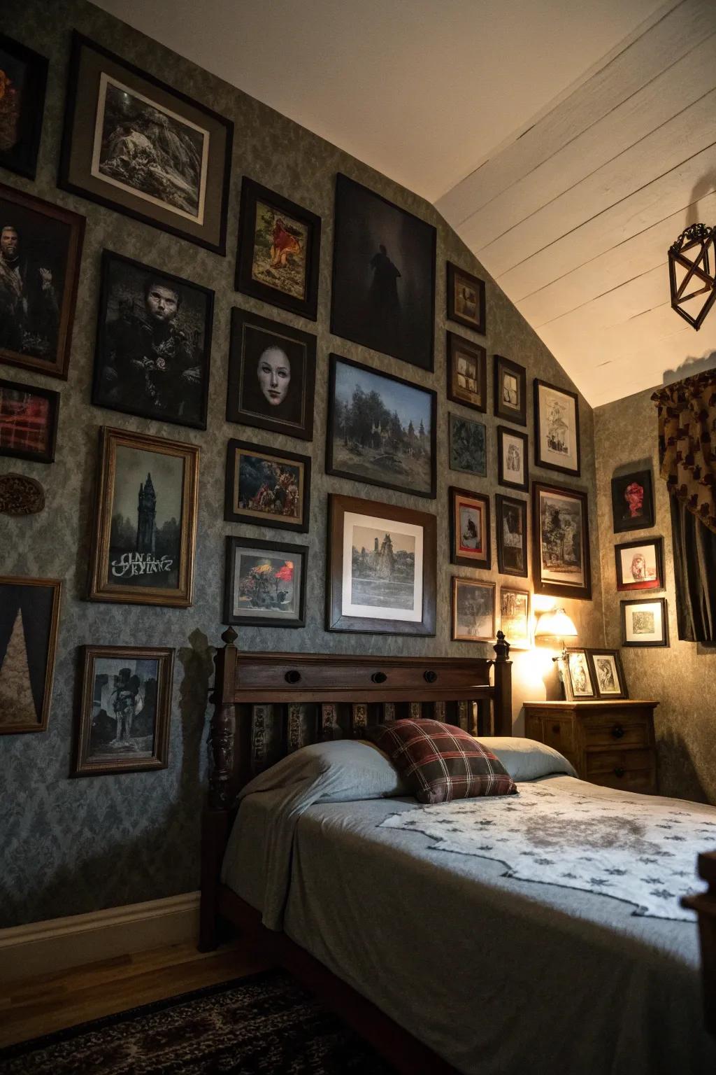Spooky art in frames can change your bedroom's ambiance.