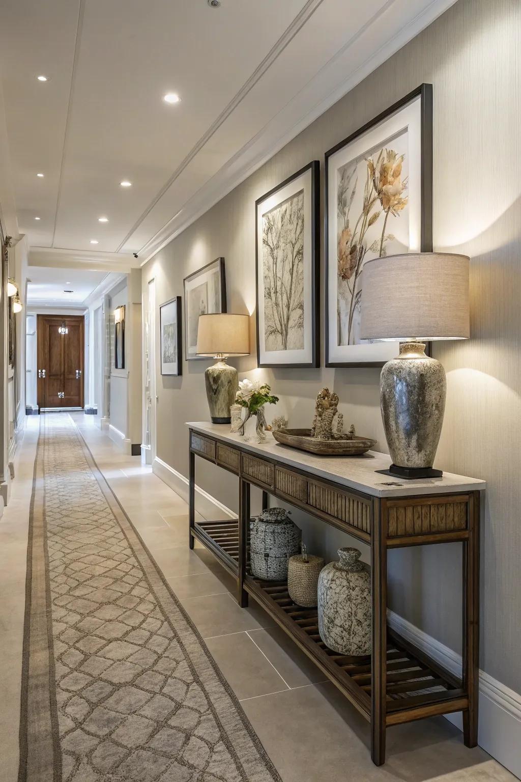 Combining art with functional furnishings adds both utility and beauty.