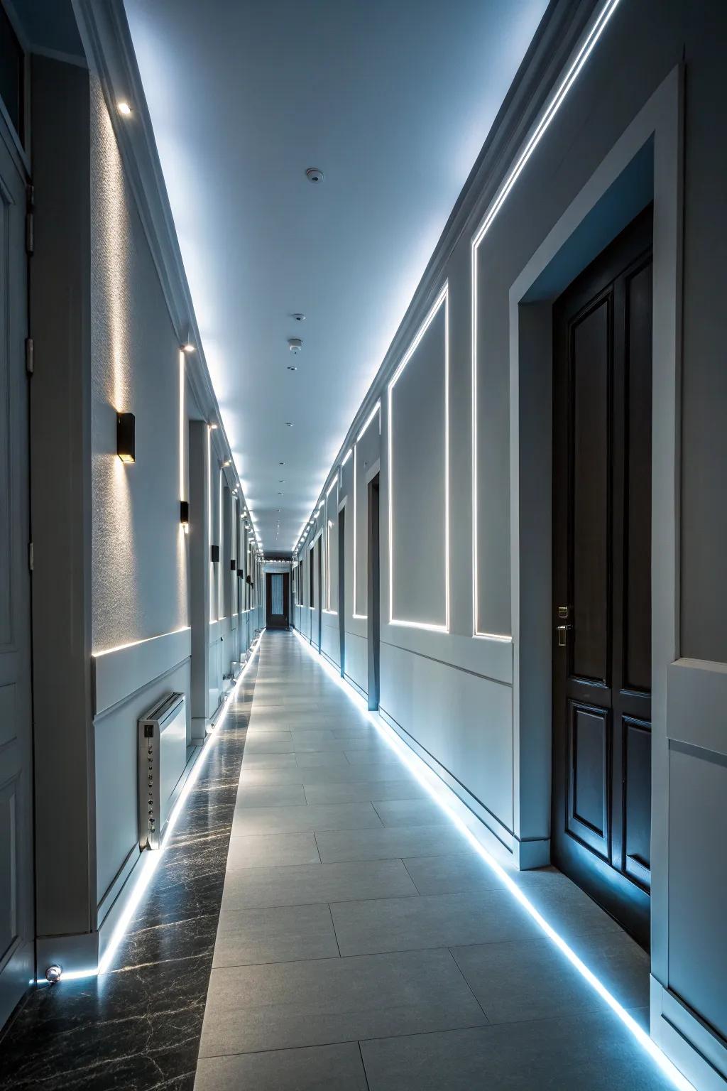 Light ribbons create modern and efficient highlights.