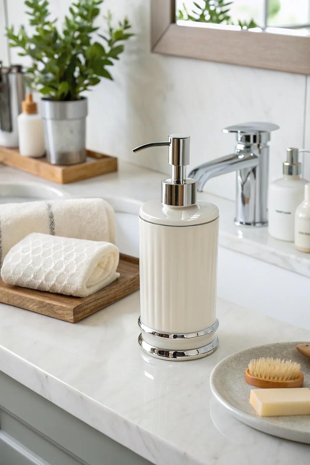 A chic cleanser dispenser elevates the gifting experience.