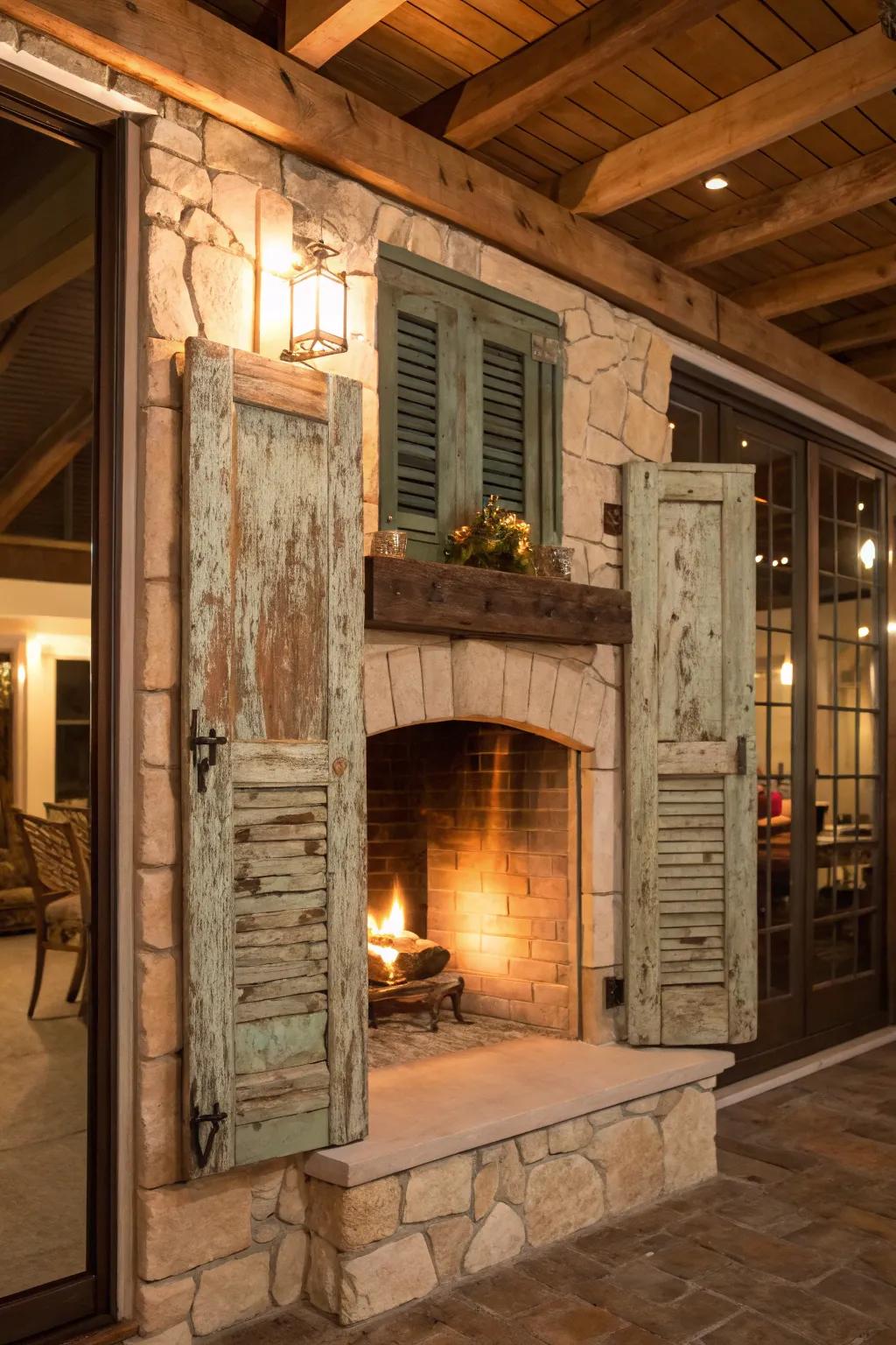Country-style dividers introduce a farmhouse feel to your fireside.