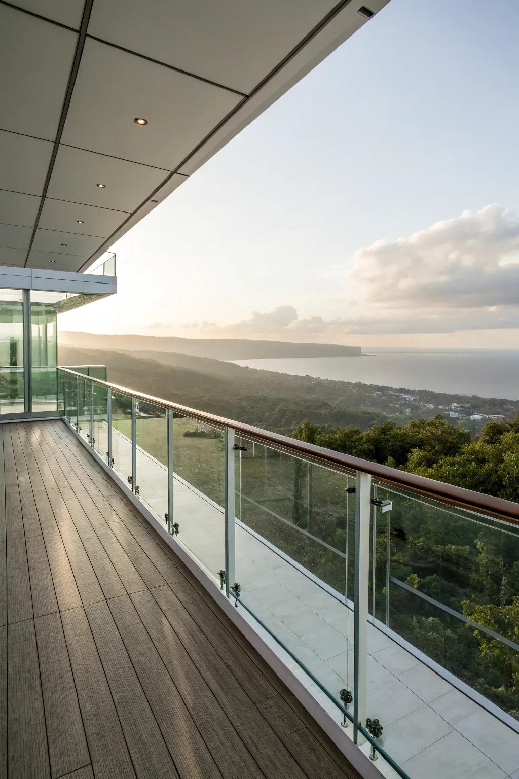 Glass railings showcasing the panorama.