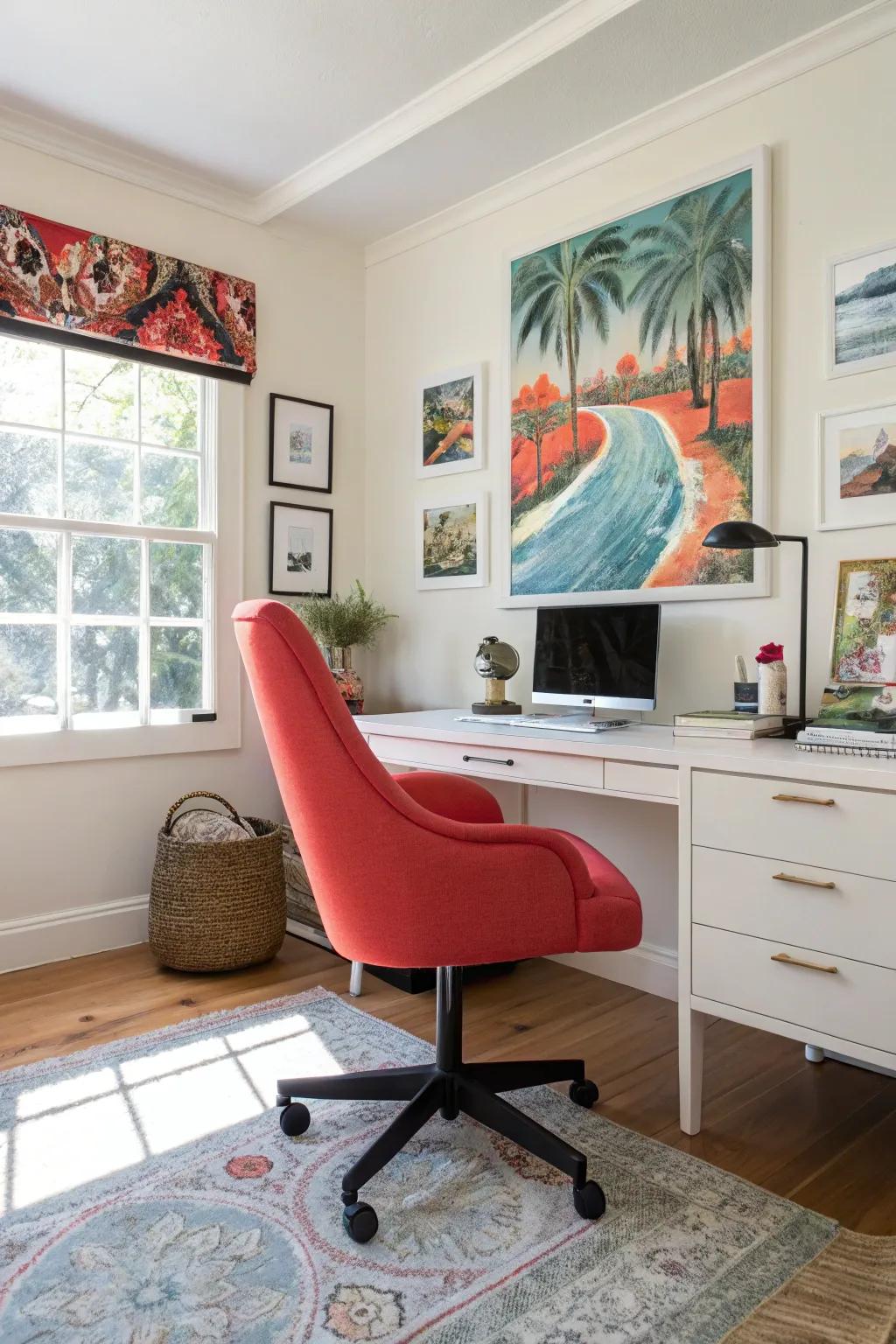 A statement piece that commands attention in a home office.