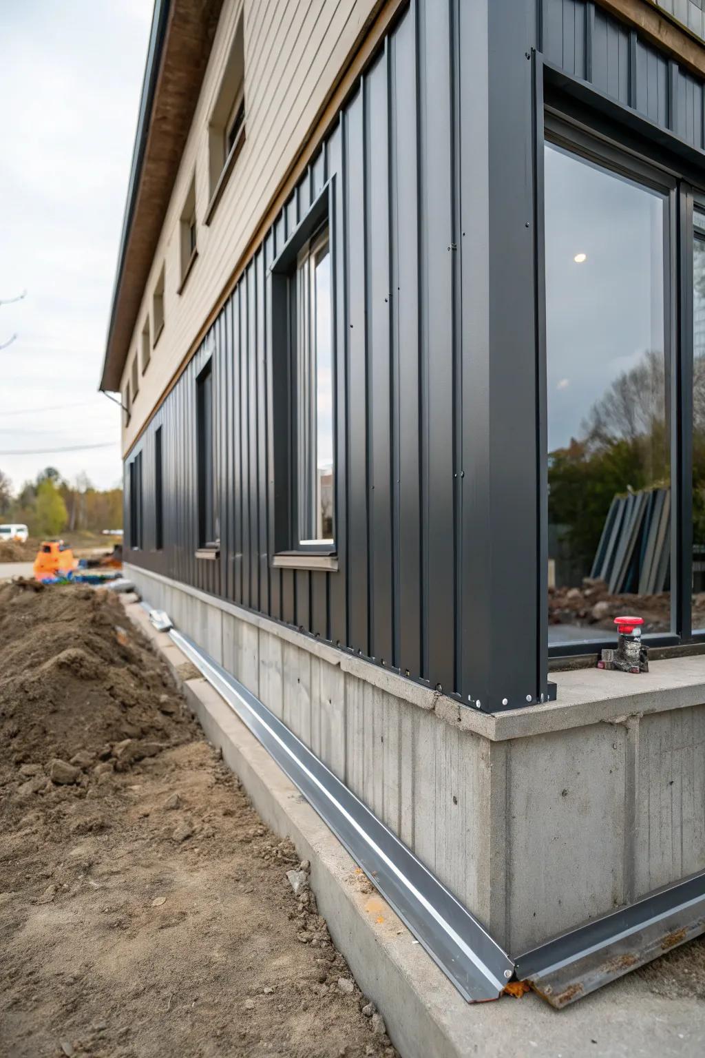 Steel sidings provide a modern, industrial look.