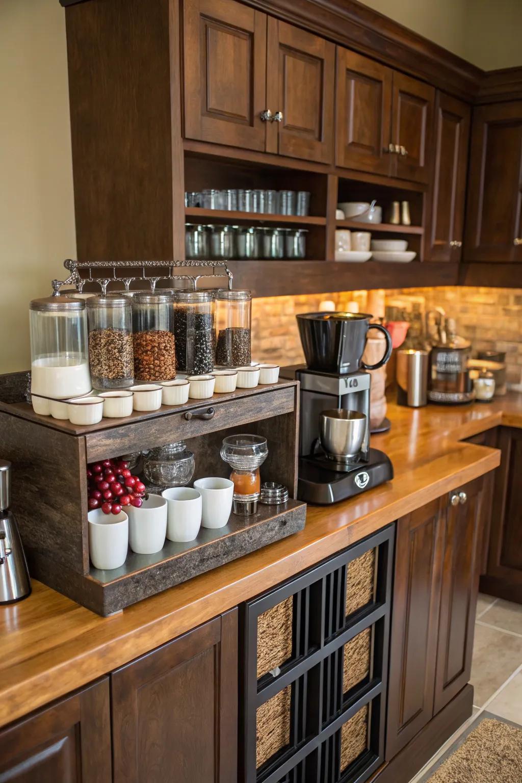 A cozy coffee station to keep housewarming guests energized