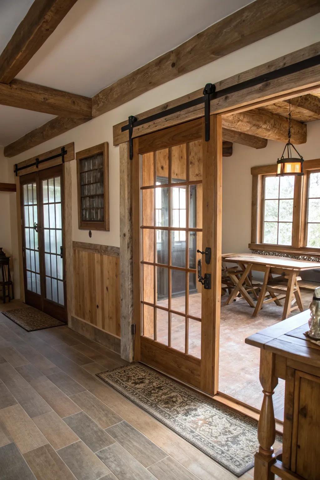 Stable entrance sliders incorporate countryside charm and practicality to French doors.