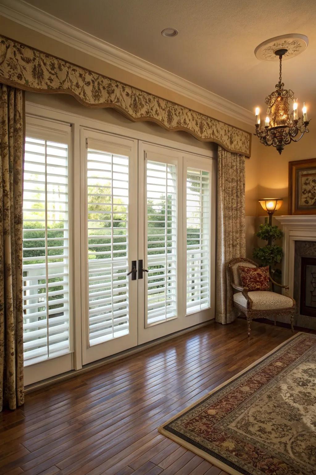 Country style louvered window solutions present ageless grace.