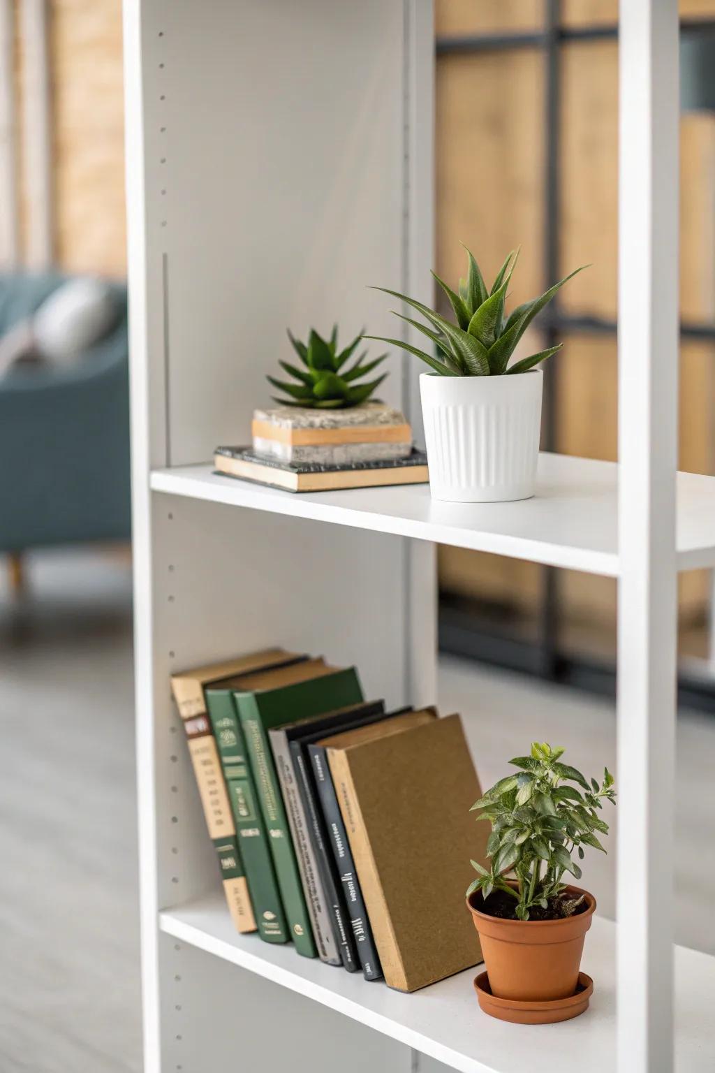 Minimalist bookshelf showcasing negative area.