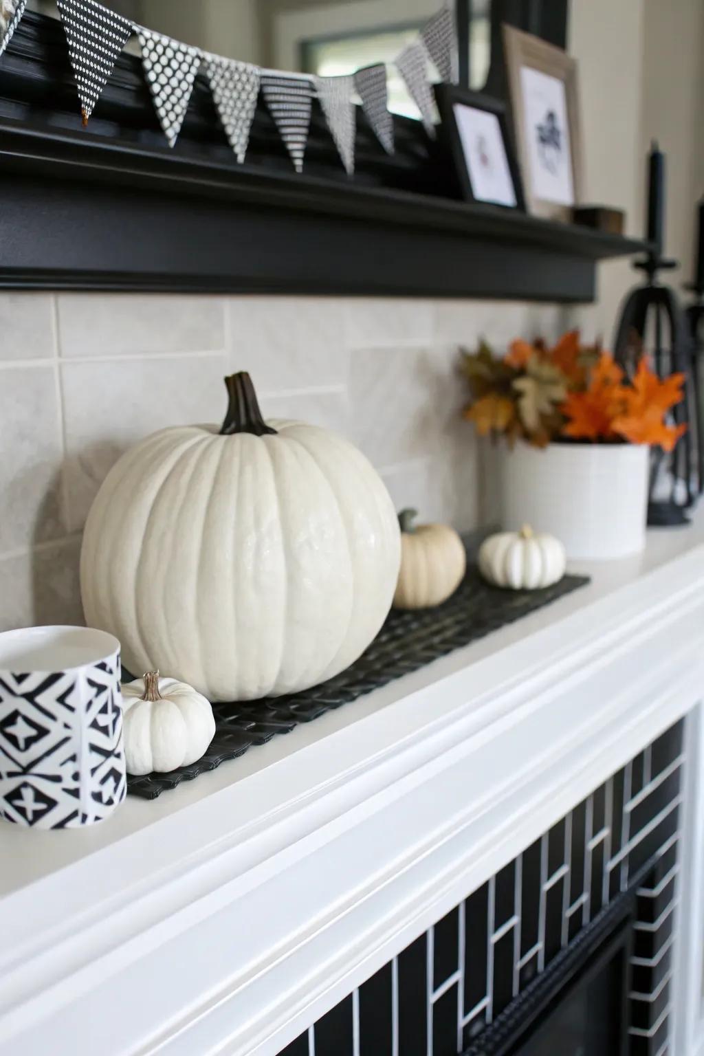 A monochromatic pumpkin, lending an air of contemporary simplicity to any setting.