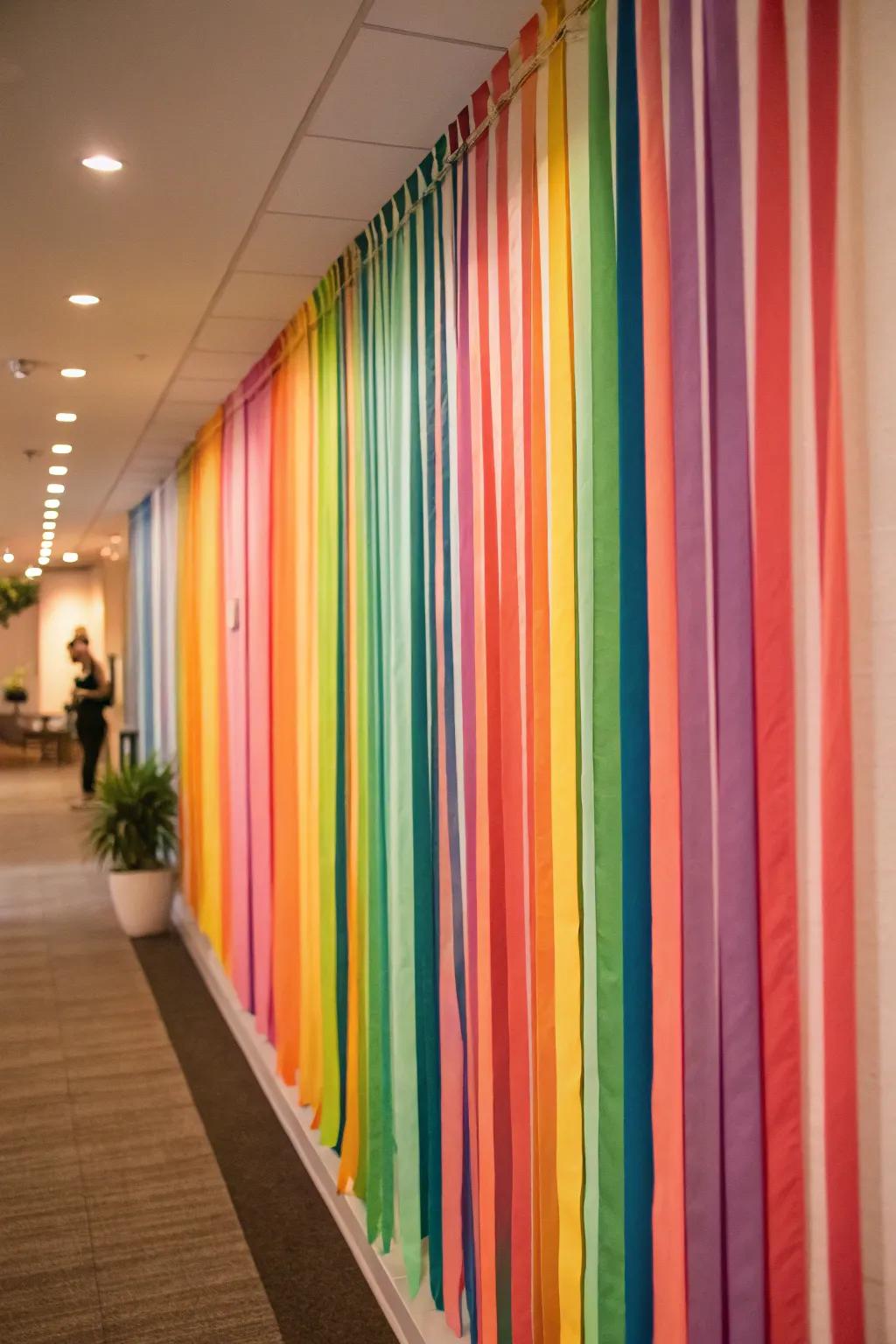 Use vibrant ribbons to transform a plain wall.