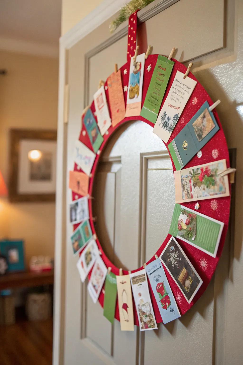 A card circle incorporates a creative spin to holiday decorations.