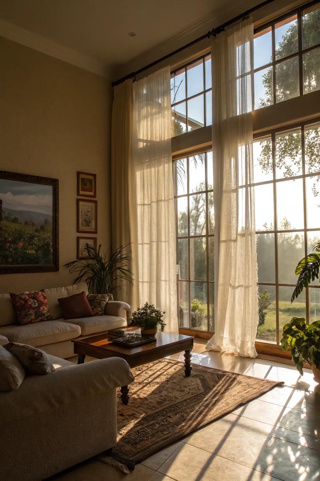A bright lounge that maximizes sunlight.