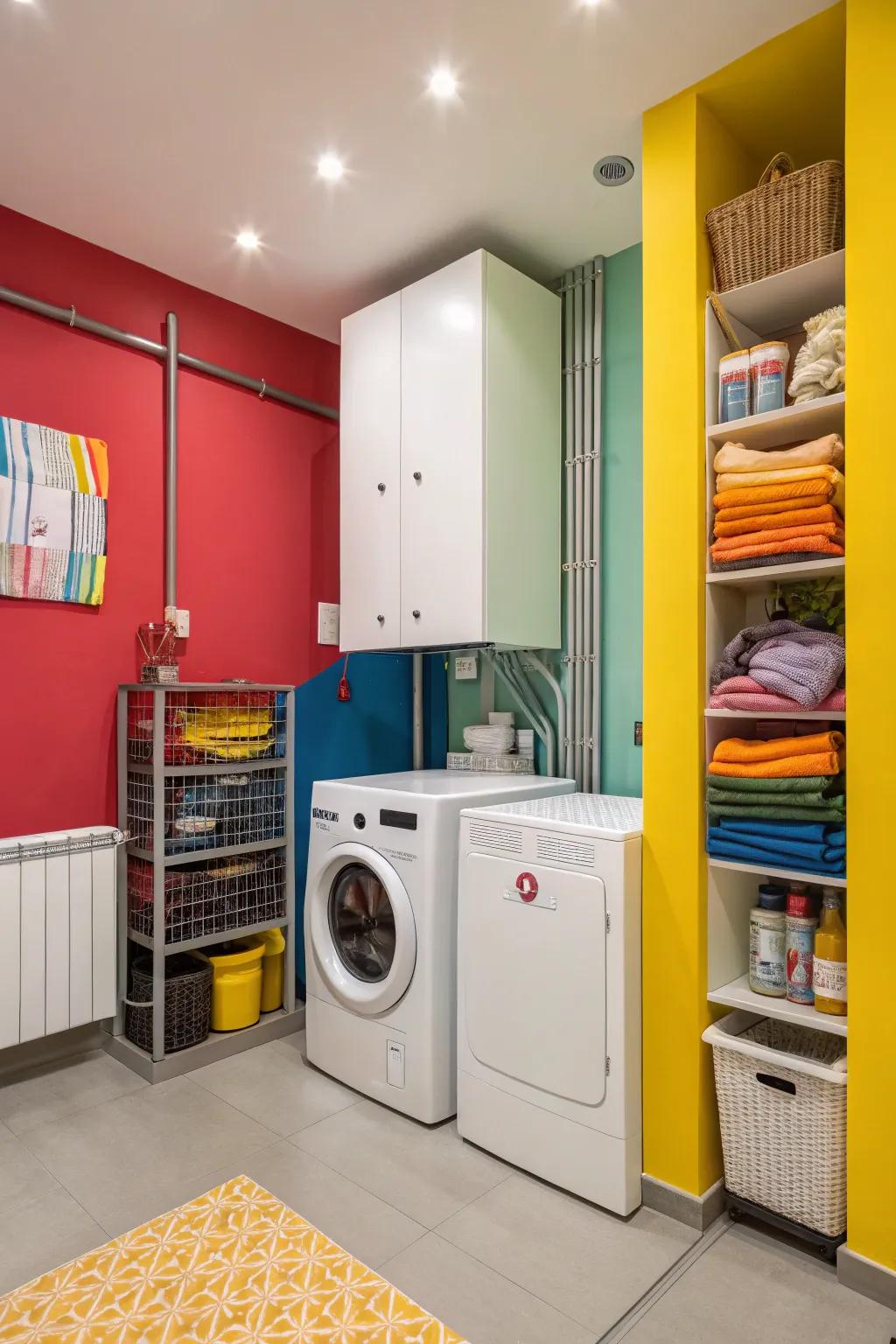 Color blocking adds vibrancy and distracts.