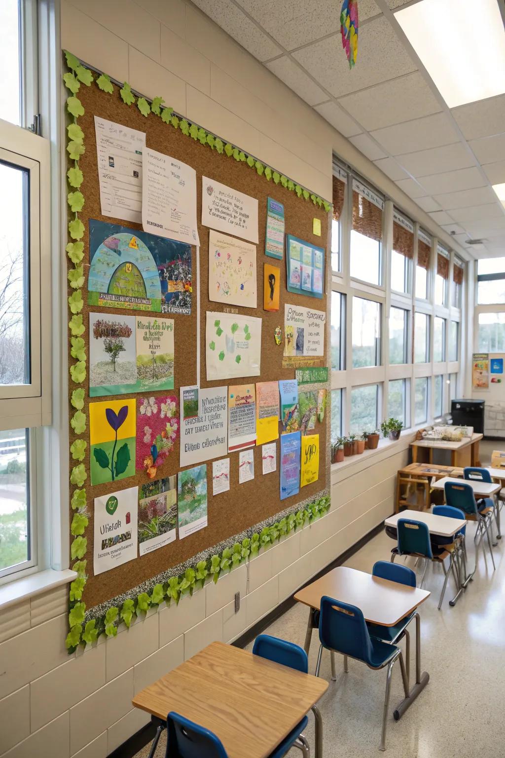 Sustainable bulletin board made of recycled materials.