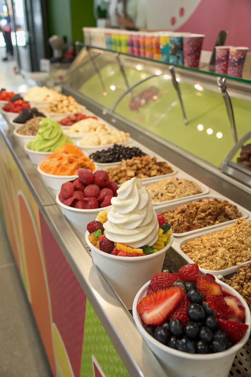 A frozen yogurt parfait station that provides a revitalizing and healthful alternative.