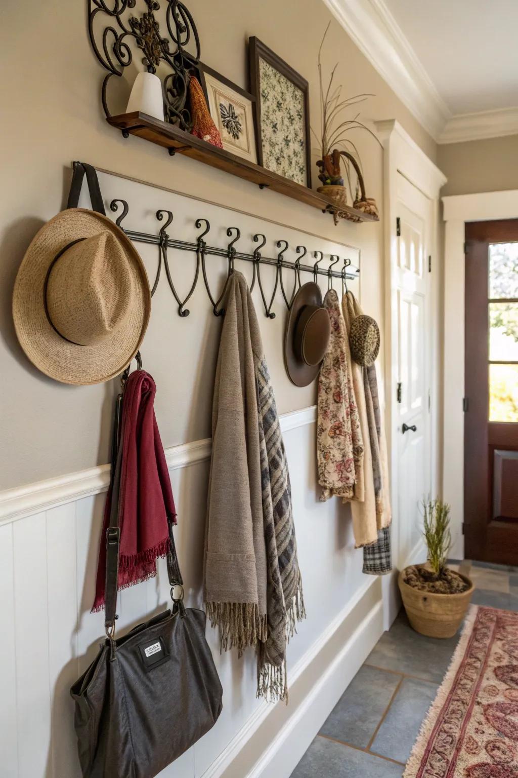 Ornamental hooks merge style and utility.