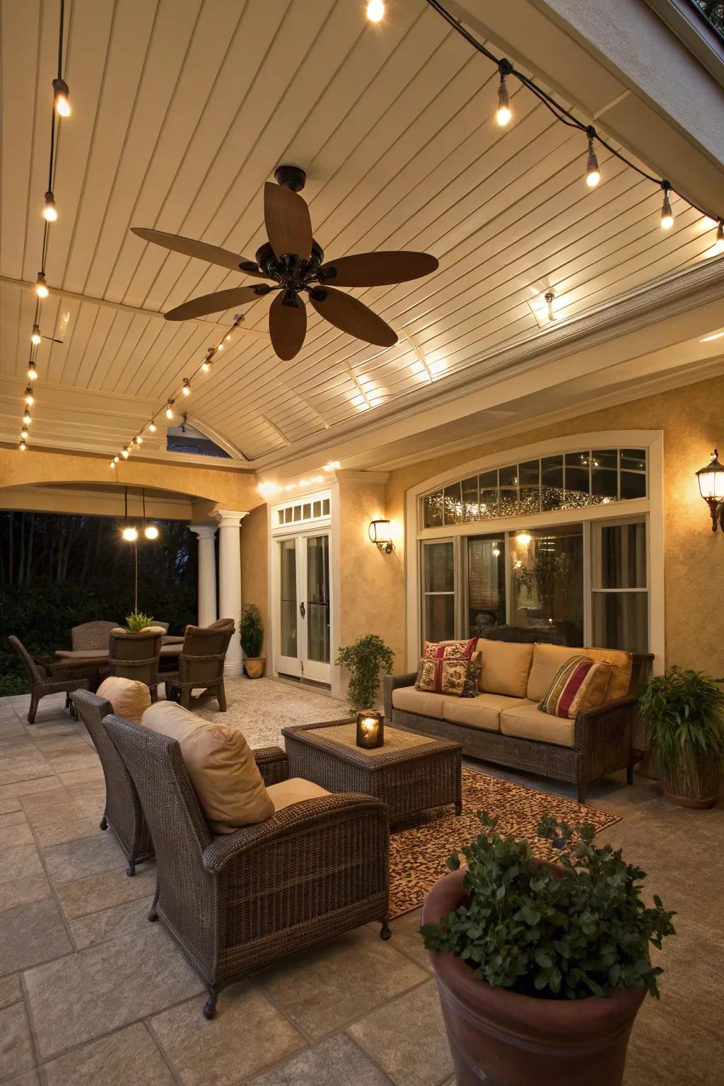 Air circulators ensure a comfortable setting on your indoor patio.
