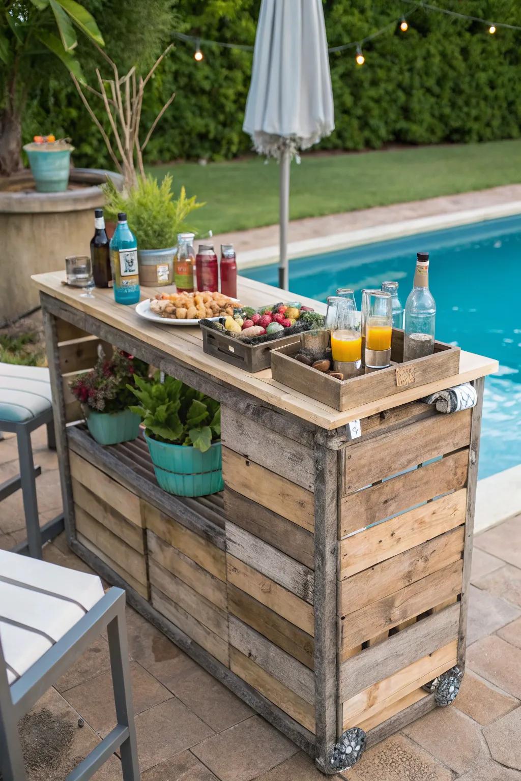 A poolside pub enhances outdoor entertainment in your backyard.