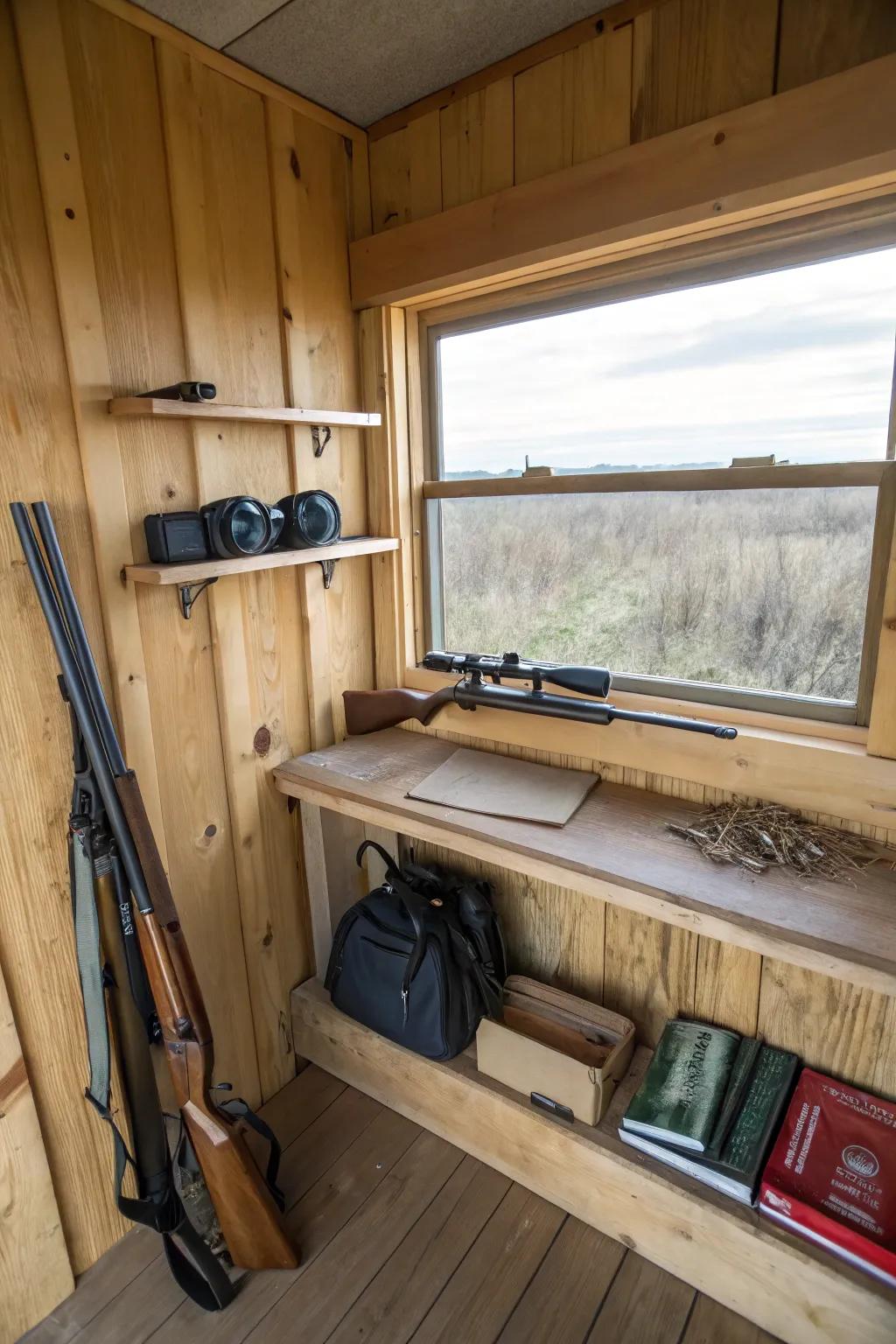 Shooting shelves provide a stable platform to steady your aim.