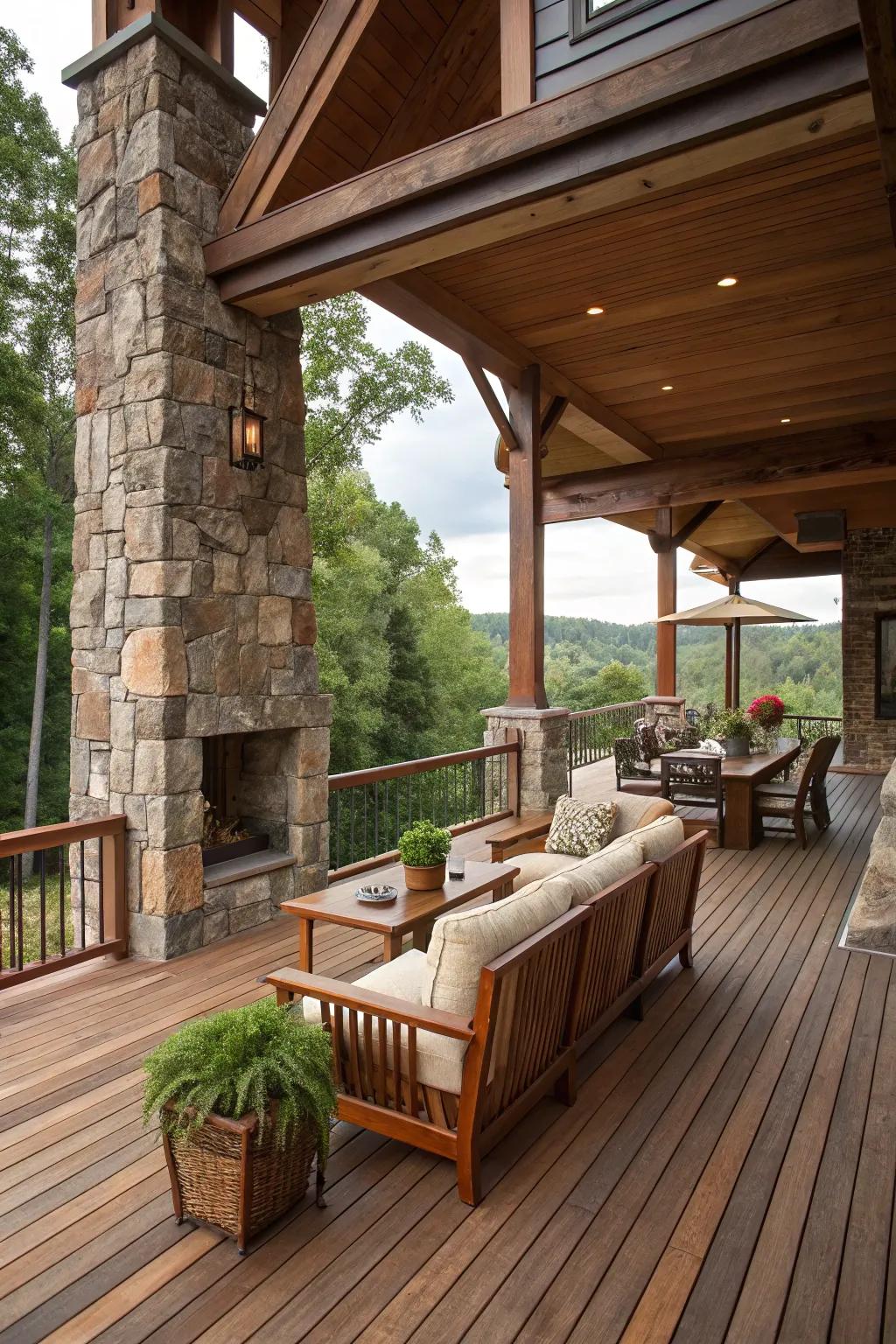 Country allure brings warmth to your deck.