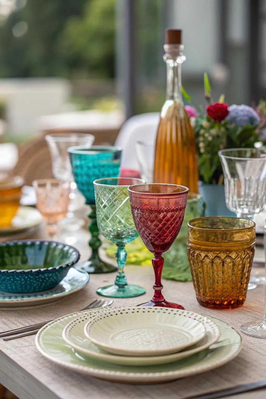 Eclectic drinking ware adds elegance and practicality to your table settings.