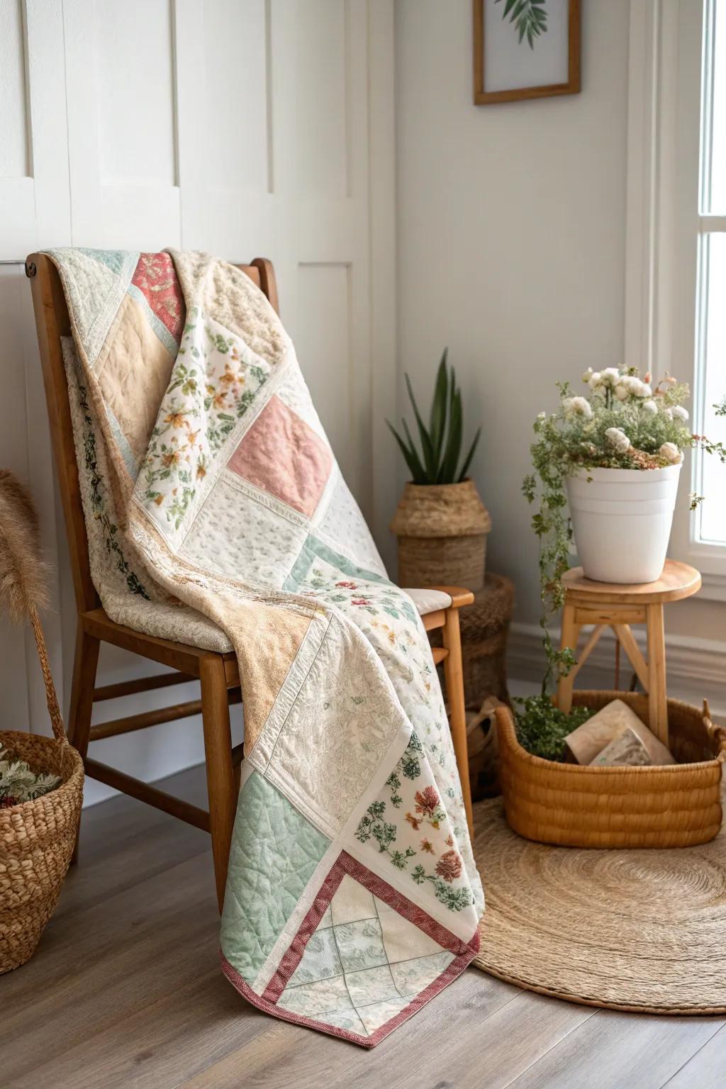 Embrace vintage allure through a jelly roll quilt that effortlessly intermingles retro aesthetic with contemporary simplicity.