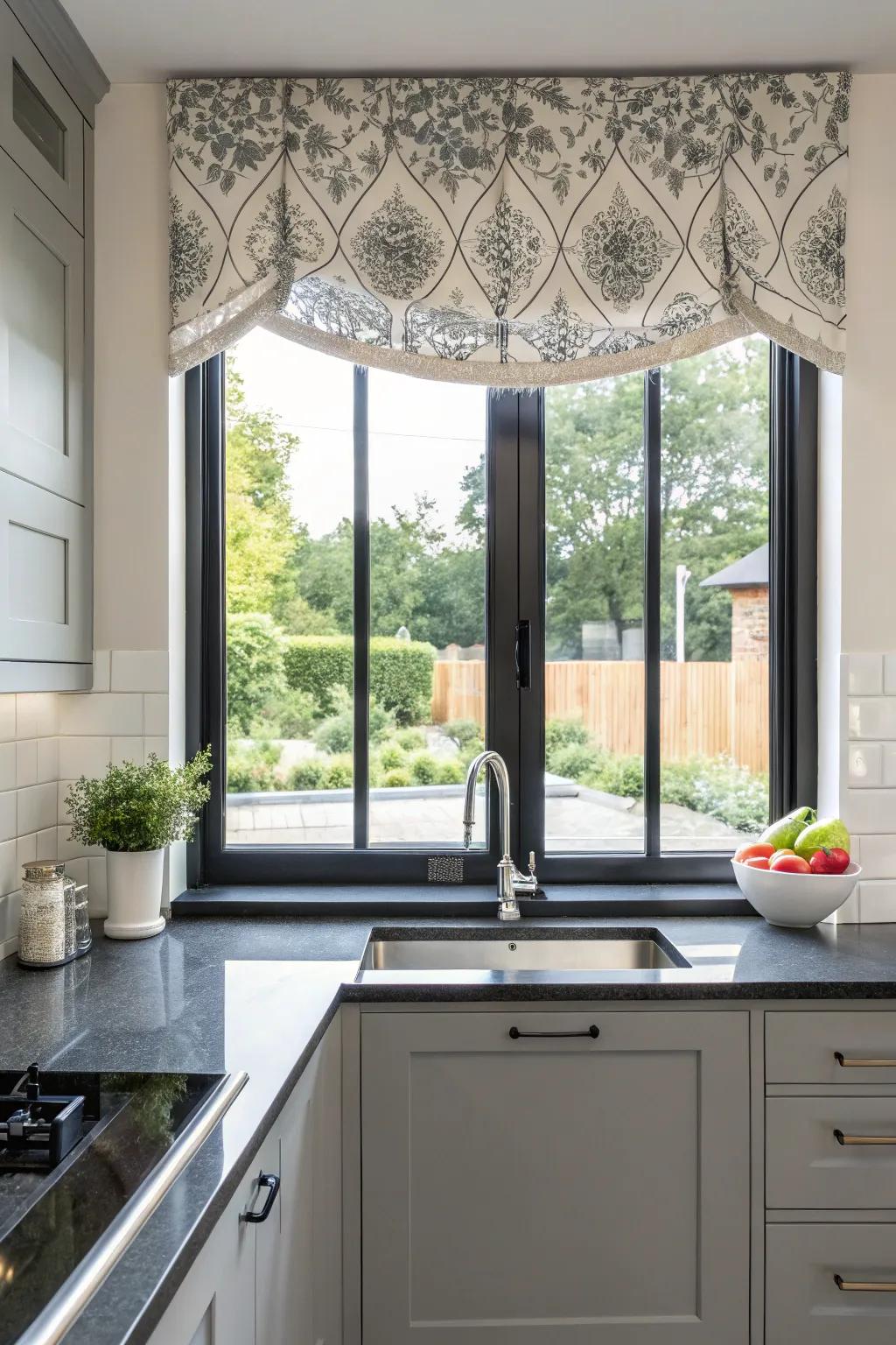 Add modern flair with asymmetrical valances.