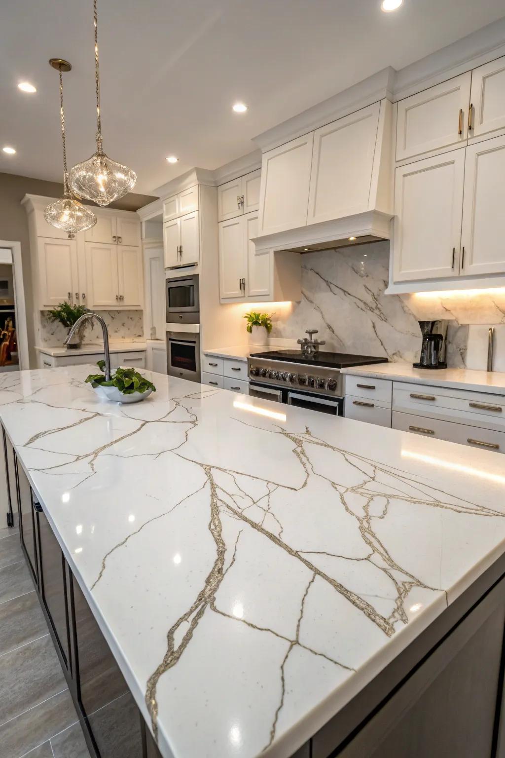 Energetic streaks within quartz effectuating a captivating design.