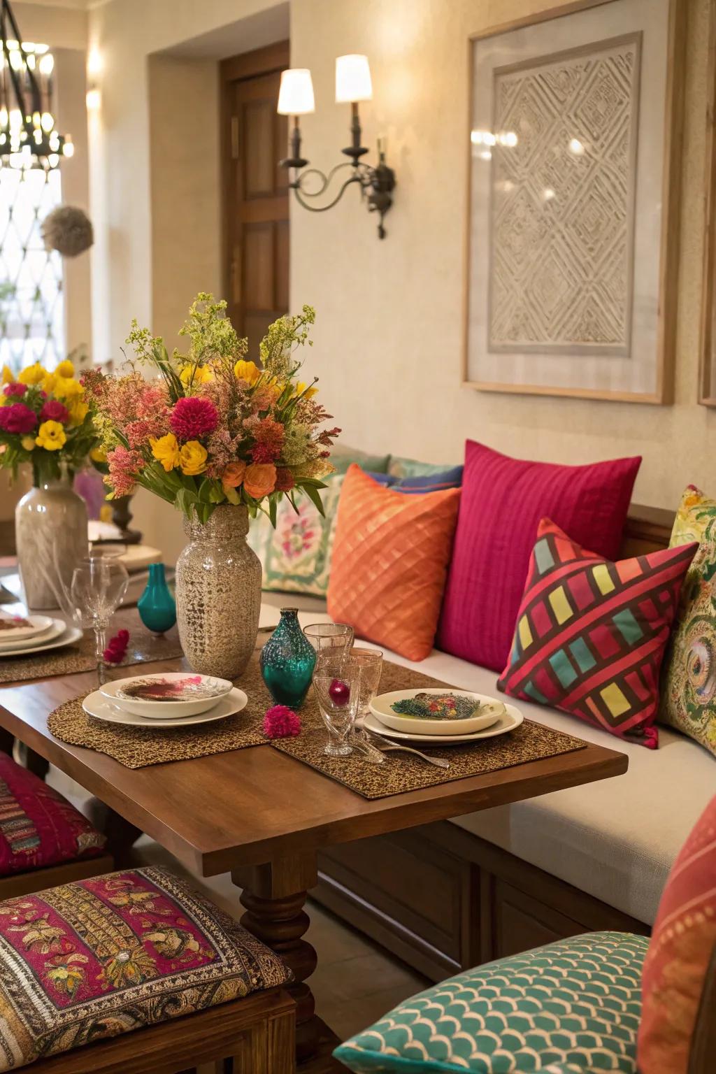A splash of color can lend vibrancy to a subdued space.