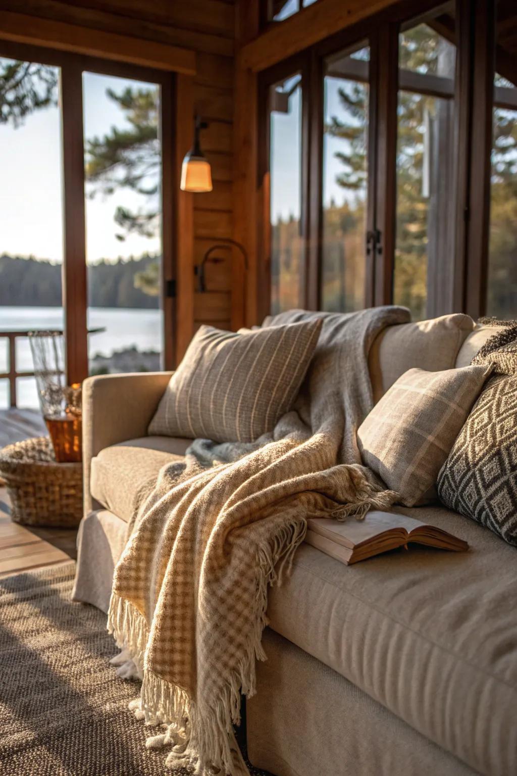 Textured weaves impart profundity and warmth.