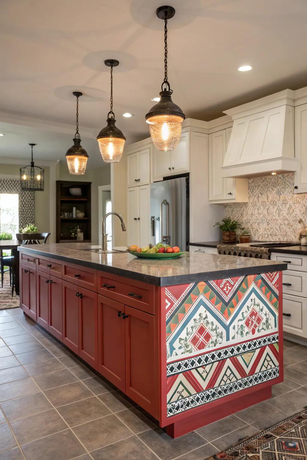 A bold composite island makes for a stunning kitchen centerpiece.