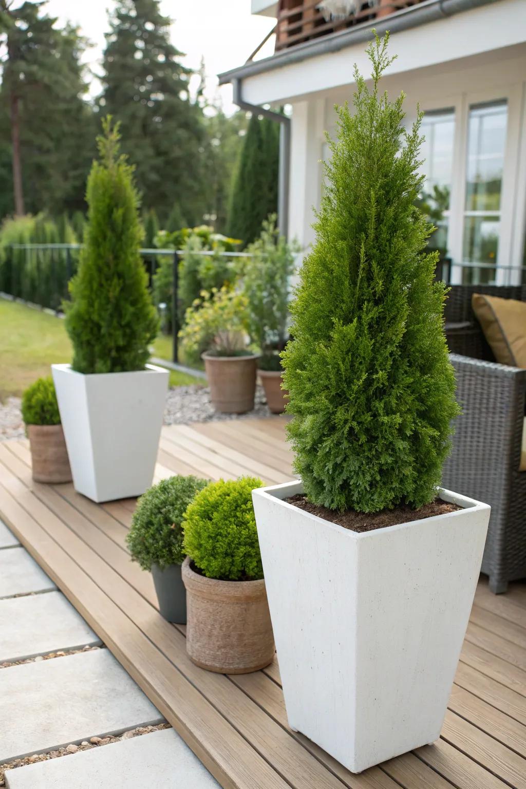 Container-grown Emeralds offer flexibility for every season.